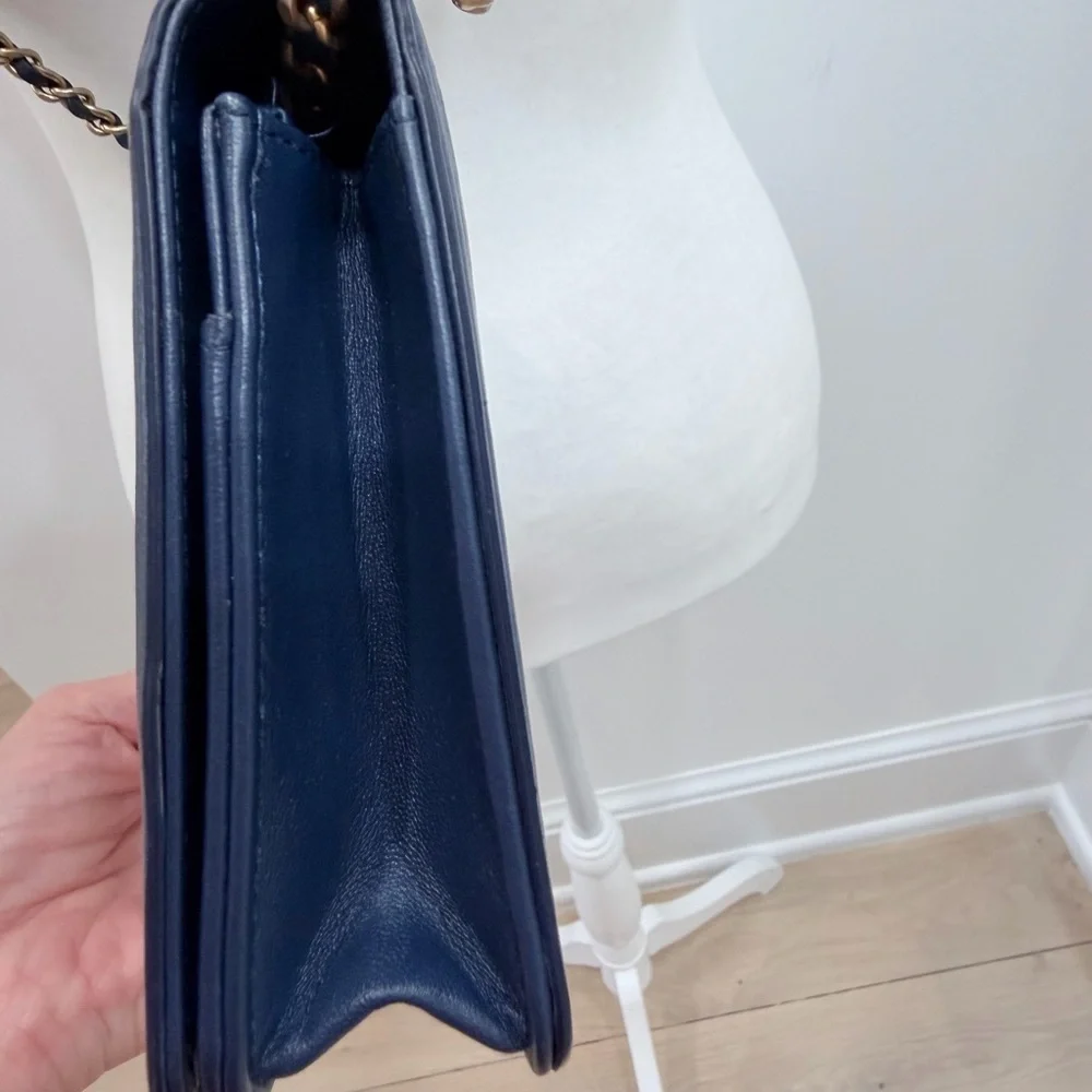 CHANEL O-Mini Boy Bag Python Exotic Leather Gold CC Lock Wallet on chain